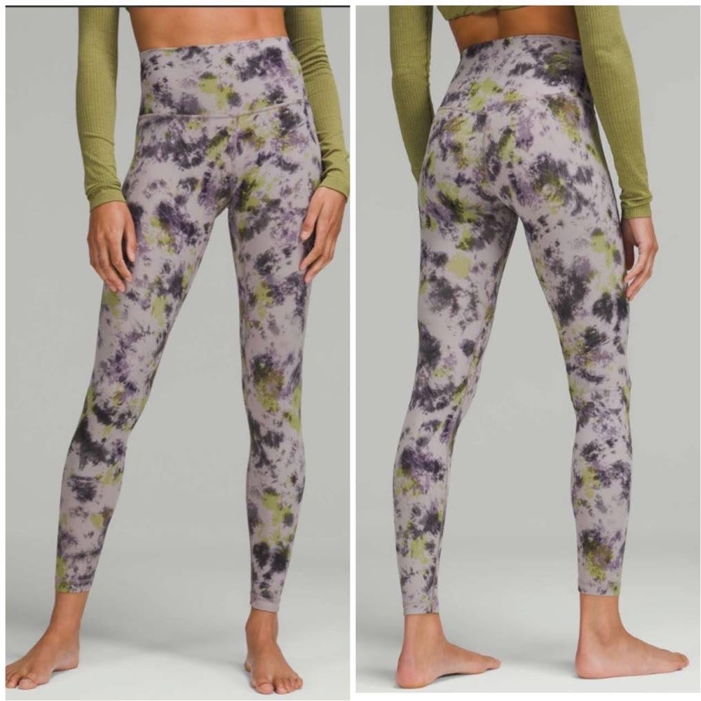Lululemon Radial Tie Dye Mauve Grey Multi High Rise Size 14 leggings full Length